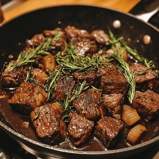 Beef short ribs braising in a Dutch oven with wine and aromatics